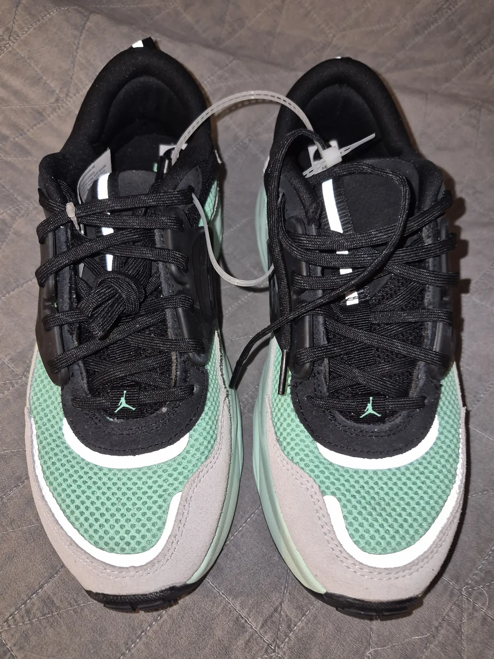 Air Jordan Mesh & Suede Sneakers in Mint Green and Black